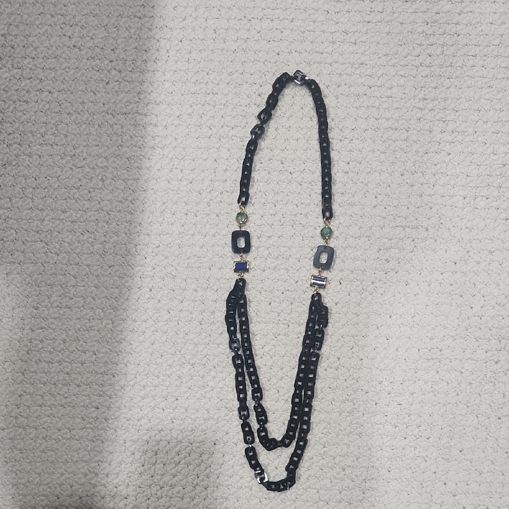 Nest Ebony, Lapis, Jade, Gold Long Necklace